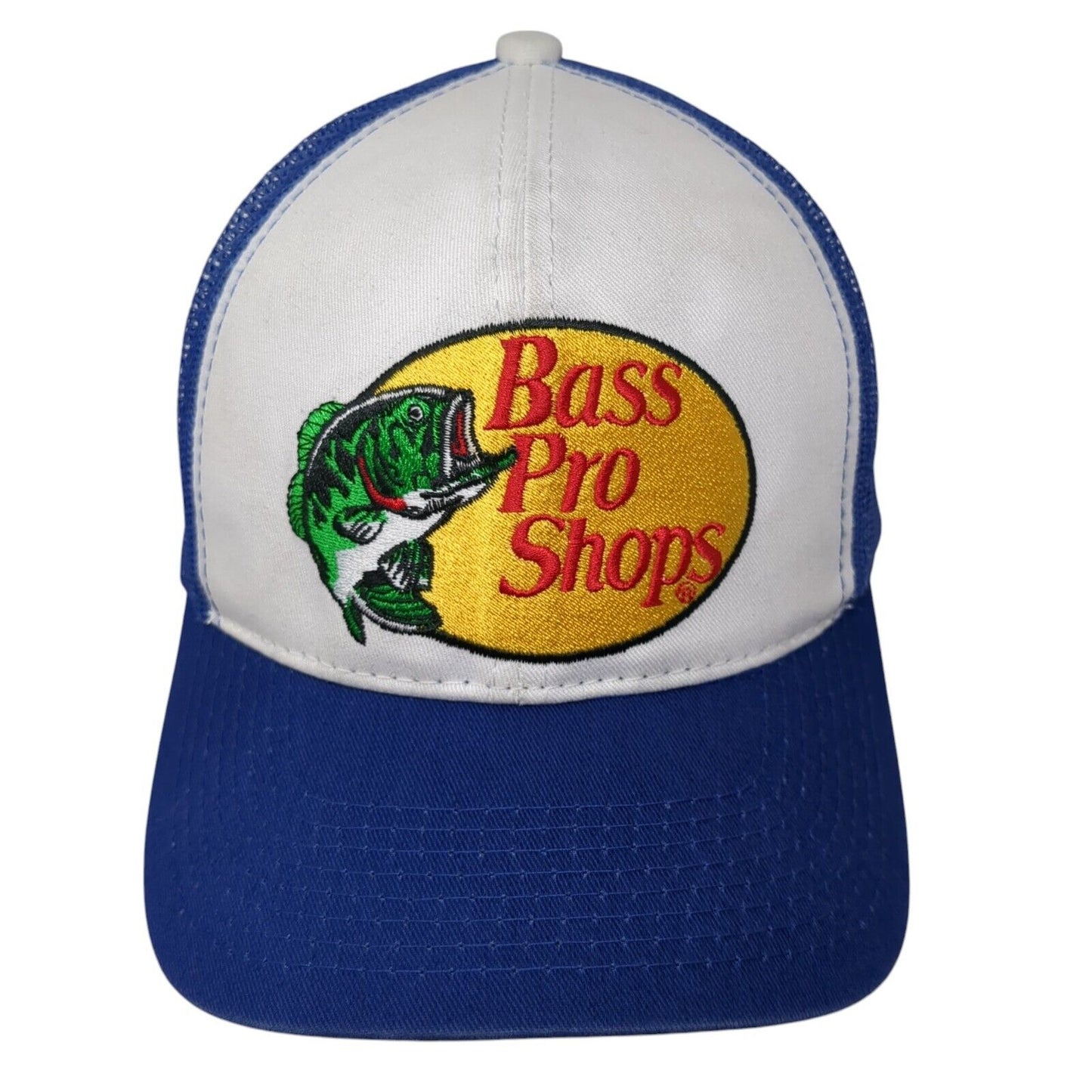 Bass Pro Shops Snapback Trucker Hat Blue OS Adjustable Mesh Back Gone Fishing