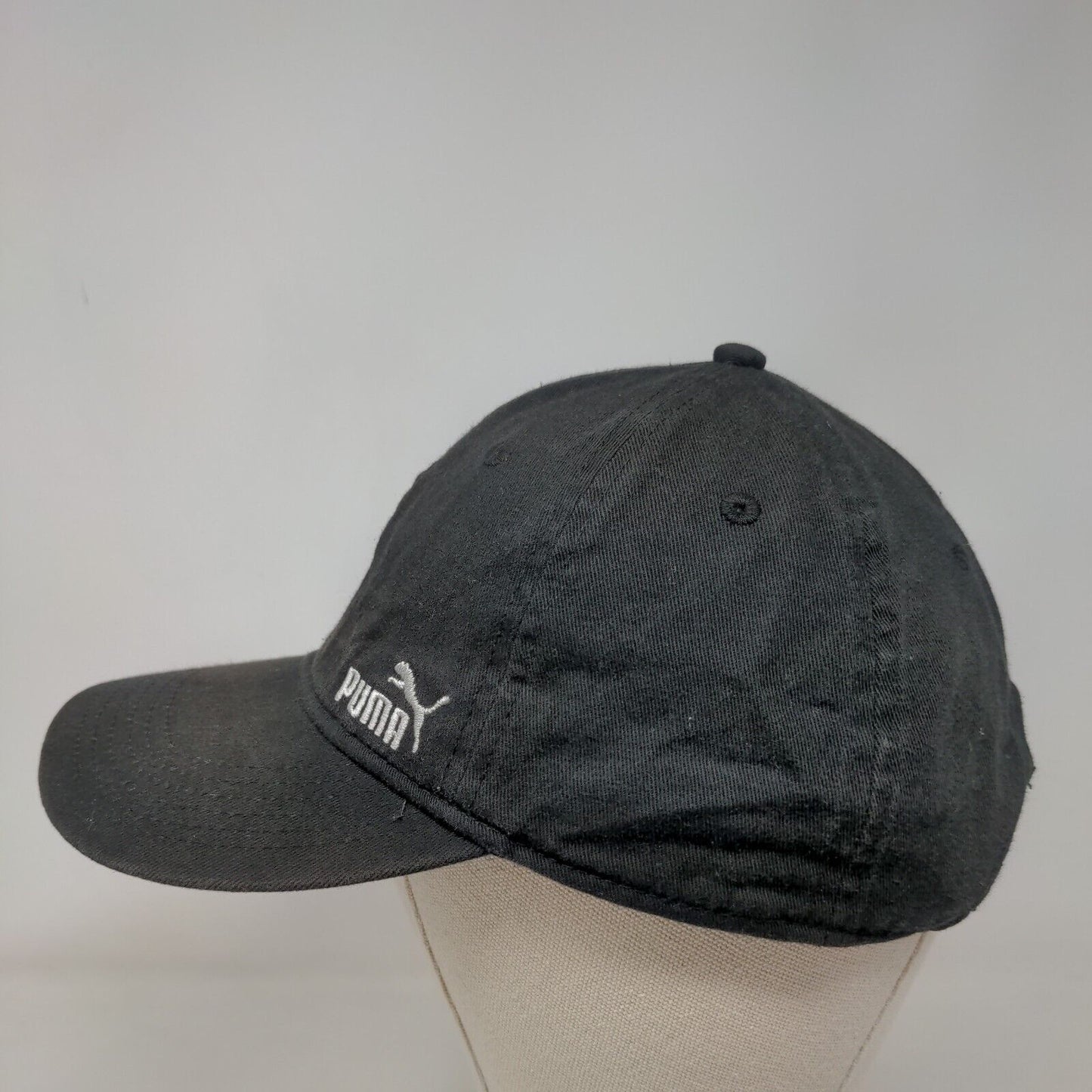 PUMA Slideback Hat Black One Size Embroidered Logo Adjustable 6 Panel