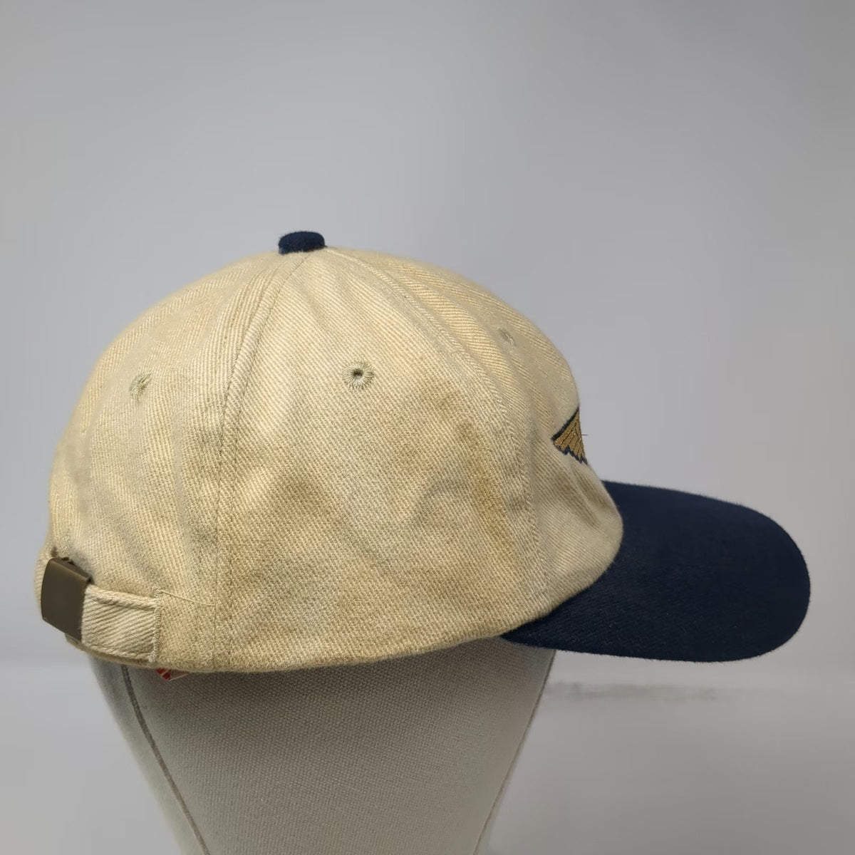 Dog Daze Baseball Cap Beige Blue One Size Alaska Airlines Wings Two-Tone Hat