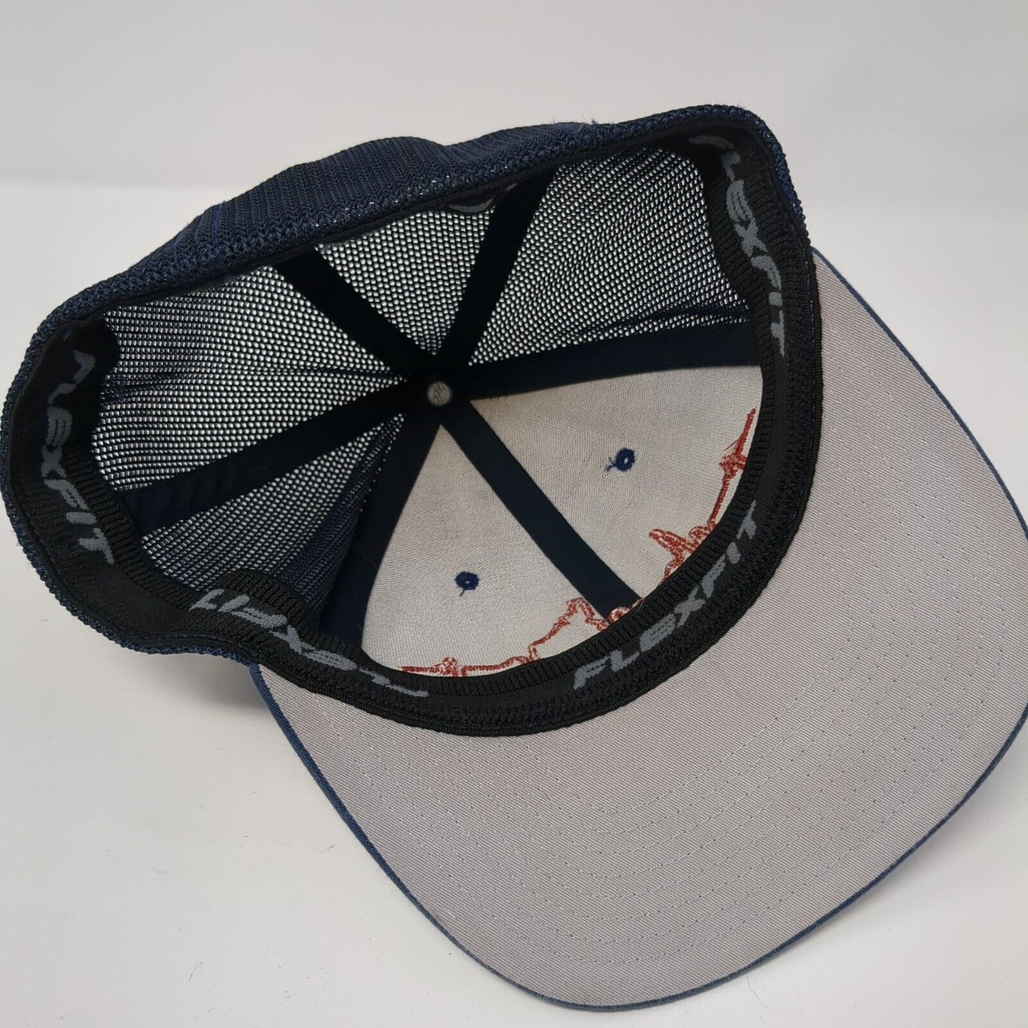 Idaho EKG Heartbeat Fitted Mesh Back Trucker Hat Blue One Size Flexfit