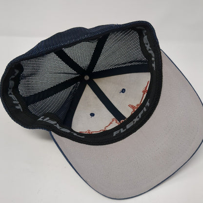 Idaho EKG Heartbeat Fitted Mesh Back Trucker Hat Blue One Size Flexfit