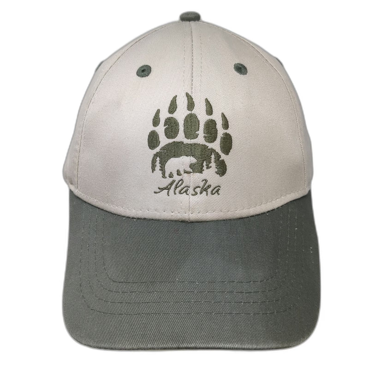 ACE USA Alaska Bear Paw Baseball Cap Hat Beige Green One Size Strapback Souvenir