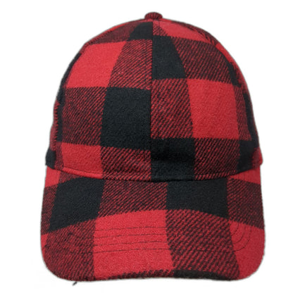 Red Black Buffalo Plaid Baseball Cap One Size Strapback Adjustable Outdoor Hat