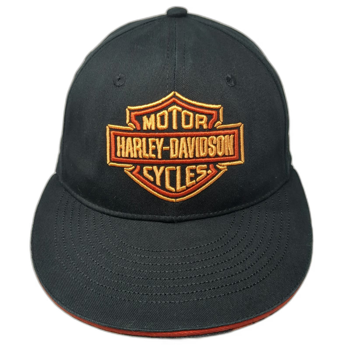 Harley-Davidson Baseball Cap Black Orange Gold S Fitted Shield Logo Eagle Hat