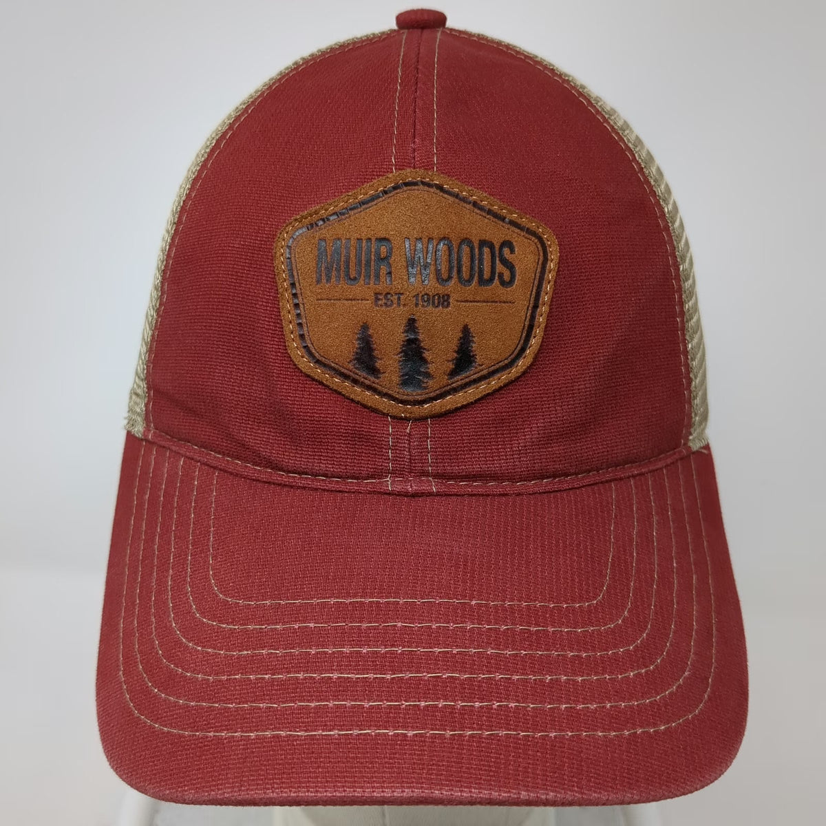 Royal Resortwear Baseball Cap Red One Size Muir Woods Patch Mesh Strapback Hat