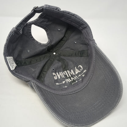 Camping Hair Don't Care Slideback Hat Gray One Size Embroidered Ponytail
