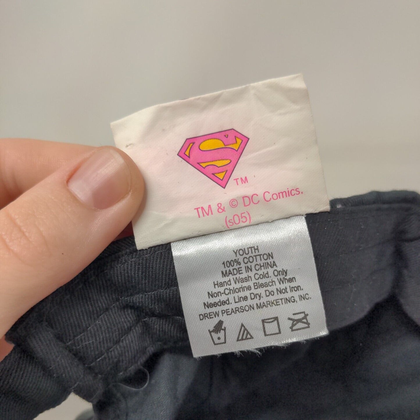 Supergirl Patch Strapback Hat Black Youth Adjustable Vent Holes