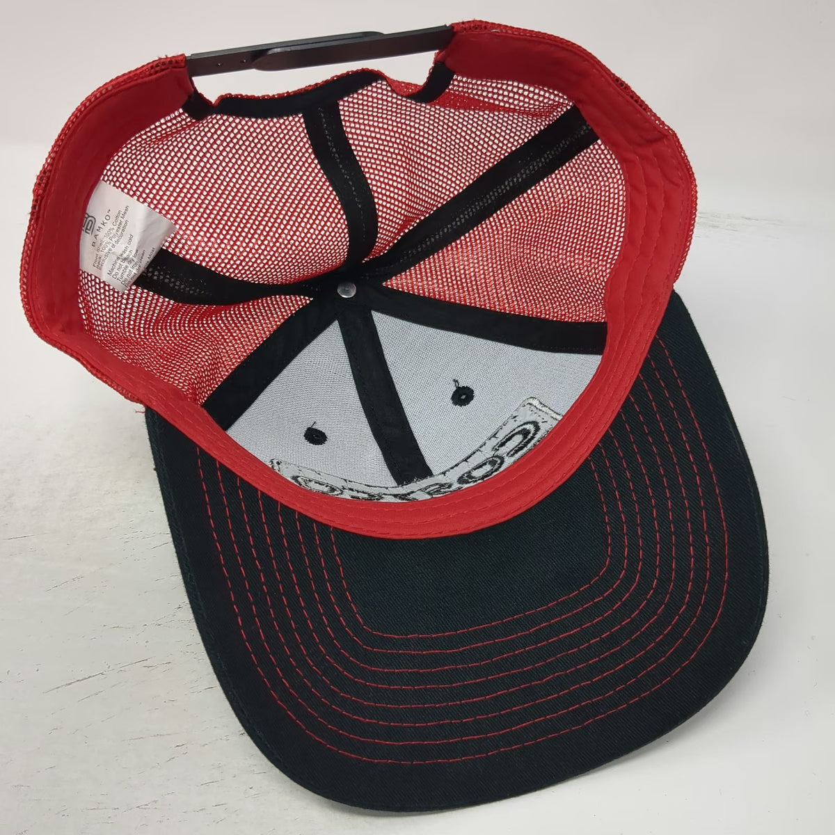 Bamko Trucker Hat Black Red One Size Costco Wholesale Mesh Snapback Patch