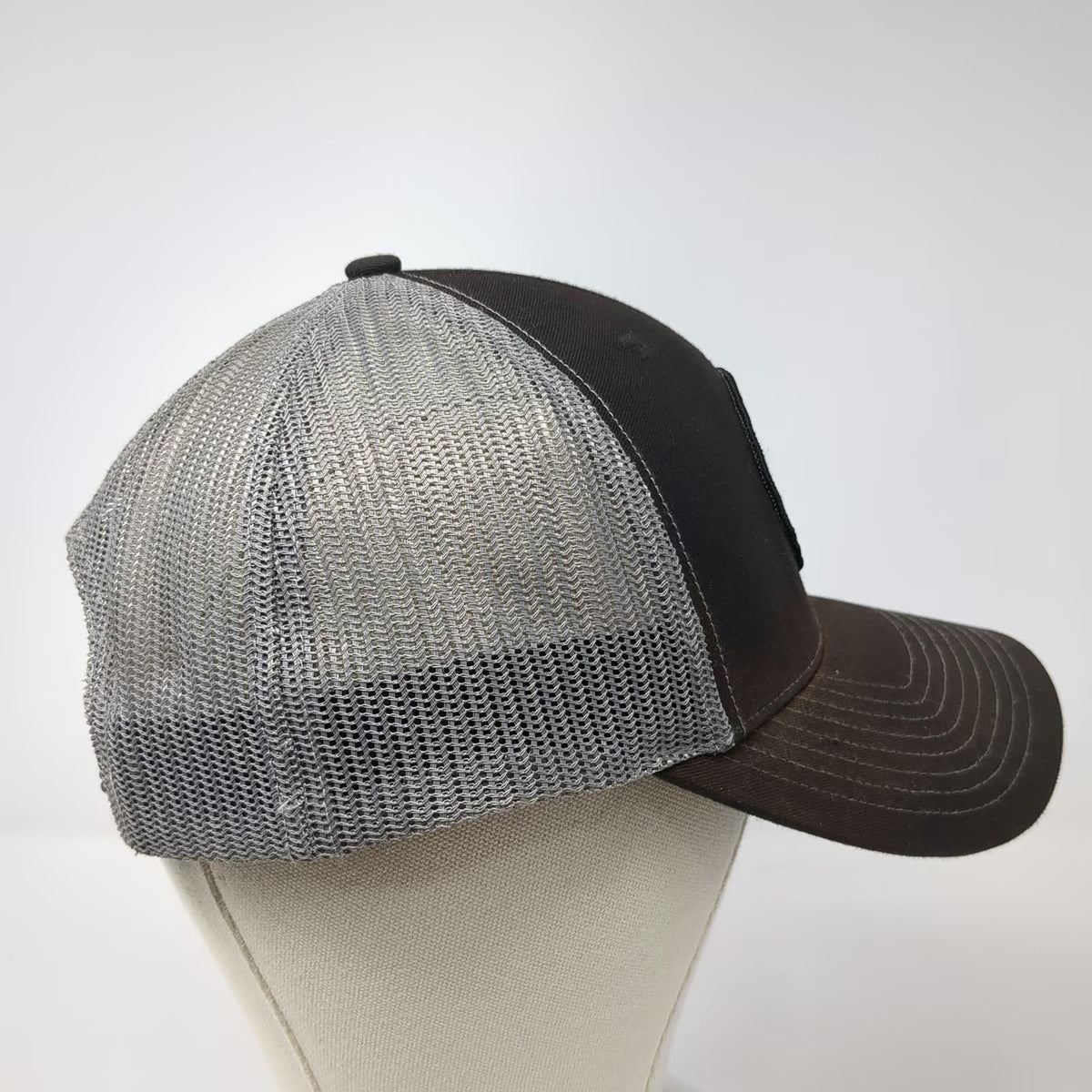 Richardson Trucker Hat Black One Size Leatherman Multi-Tool Patch Mesh Back