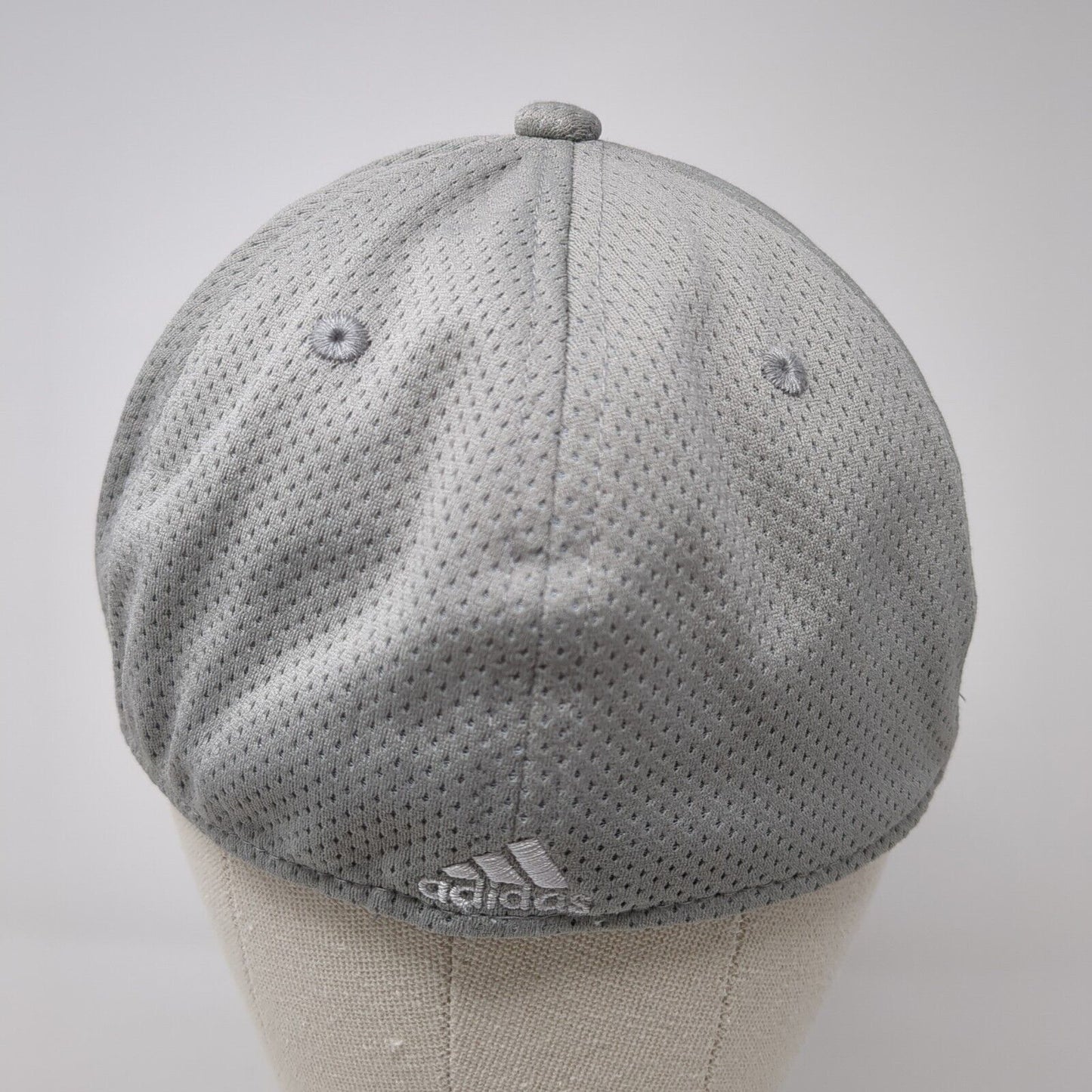 Adidas Fitted Hat Gray S/M Embroidered 3 Stripes 6 Panel Vent Holes