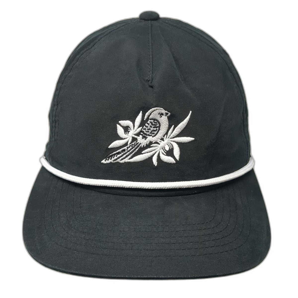 atonal 5 Panel Black Hat One Size Snapback Rope Bird Bayside 25 Nylon Cotton