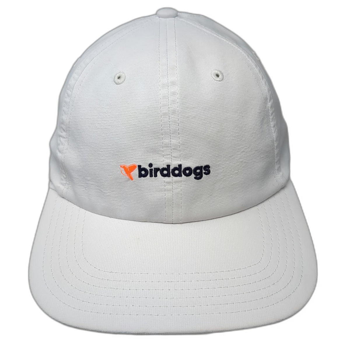 Birddogs Baseball Cap Hat White One Size Performance Stretch Blue Orange Logo