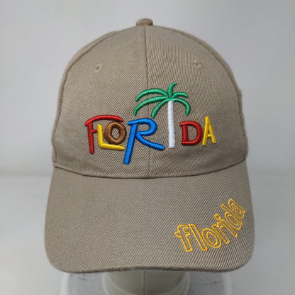 Florida Strapback Hat Tan OSFA Adjustable Embroidered 6 Panel Solid