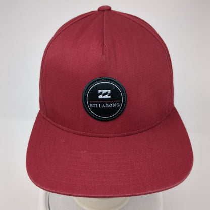 Billabong Snapback Hat Red One Size Adjustable Embroidered Vented Holes 6 Panel
