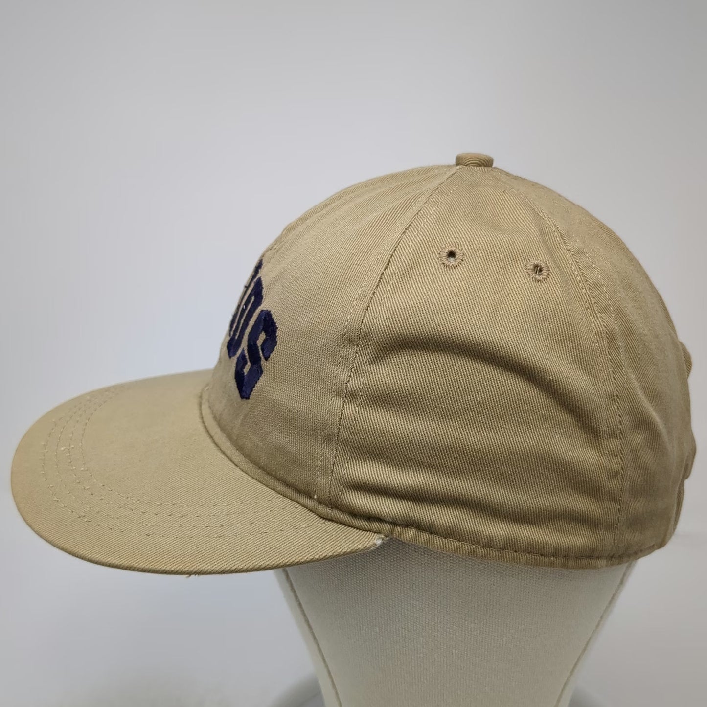 Foxxi ADIOS Baseball Cap Brown Blue OS Leather Strapback Embroidery Hat Made USA