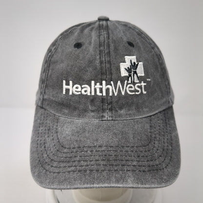 HealthWest Strapback Hat Gray One Size Embroidered Solid Vent Holes