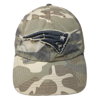 47 Brand NFL New England Patriots Cap Green L Camo Raw Edge Patch Franchise Hat