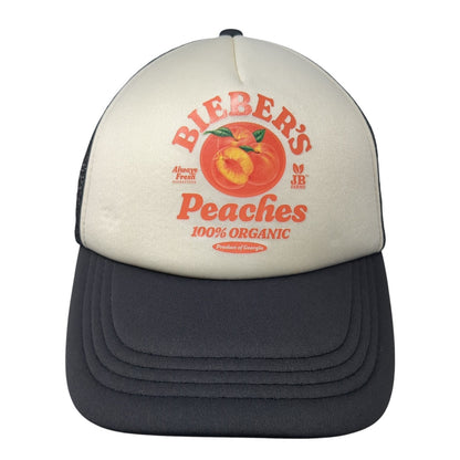 Bieber's Peaches Snapback Trucker Hat Black One Size Mesh Back Cotton On