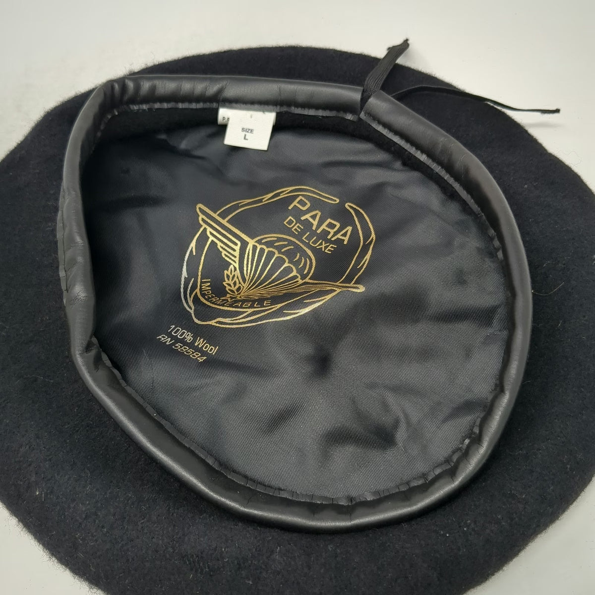 Para De Luxe Army Cap Black L Wool Paratrooper Beret Made in Czech Republic Hat