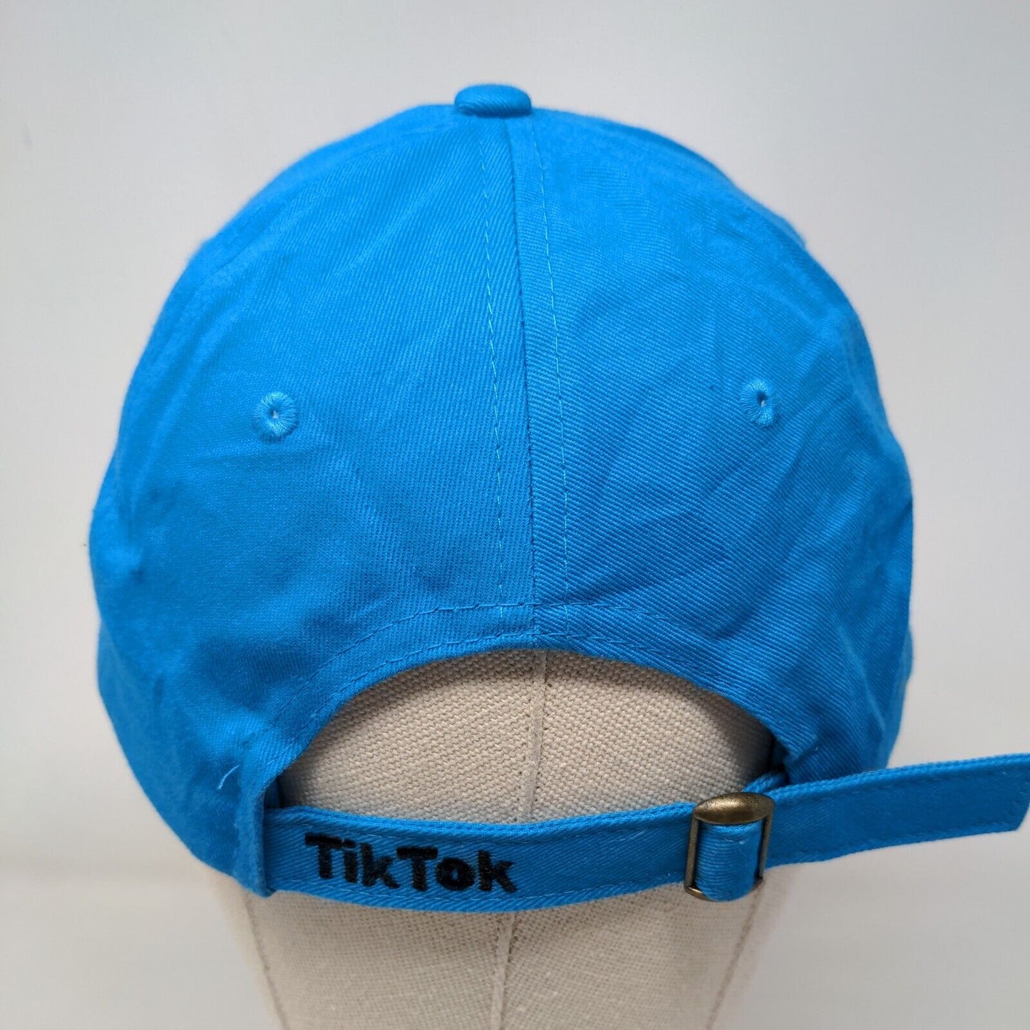 TikTok Slideback Hat Blue One Size Embroidered Logo Adjustable 6 Panel