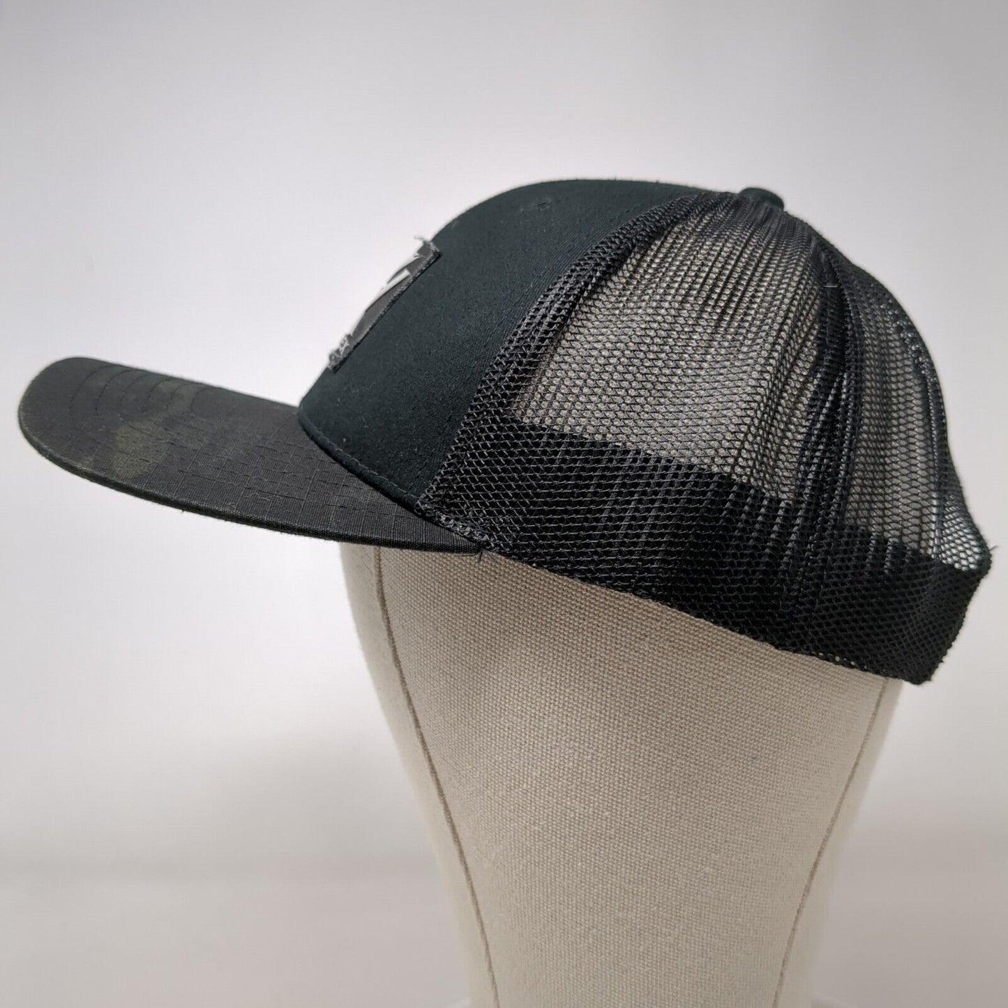 Vortex Snapback Trucker Hat Black OSFM Adjustable Mesh Back Vented Holes