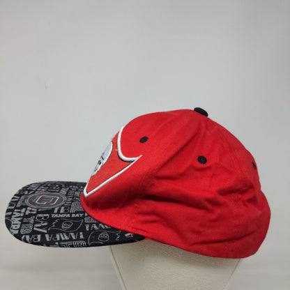 MG Men's Snapback Hat Red Embroidered Big Logo Print Bill Tampa Bay Buccaneers