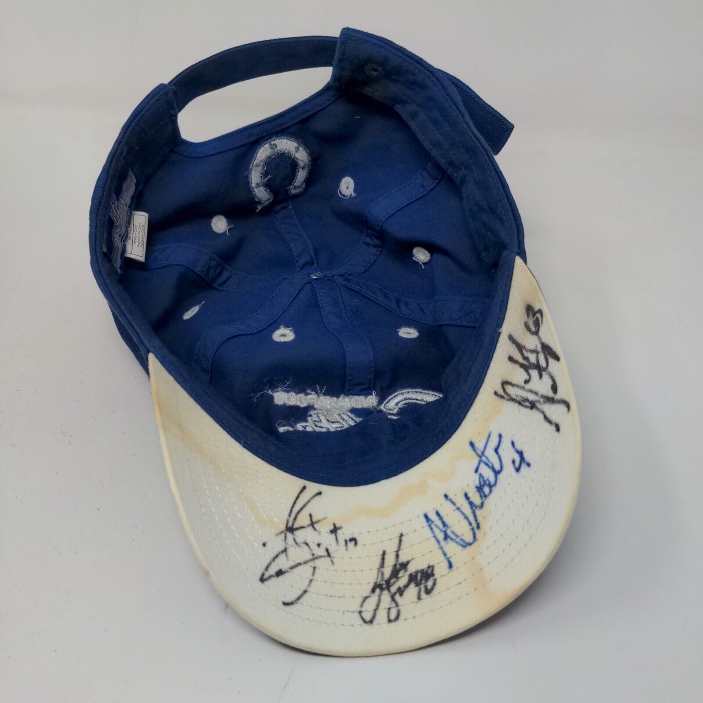 Reebok Team Apparel NFL Men's Indianapolis Colts Hat Blue OSFA 4 Autographs