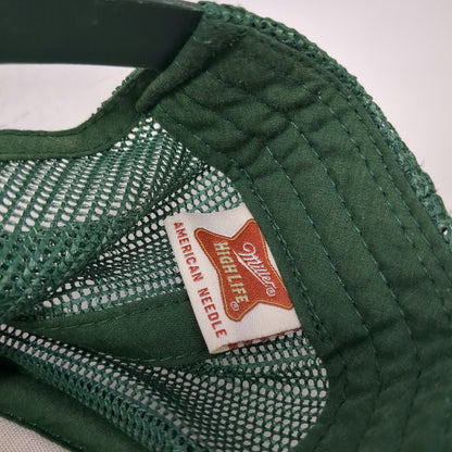 American Needle Trucker Hat Green One Size Miller High Life Mesh Snapback Rope
