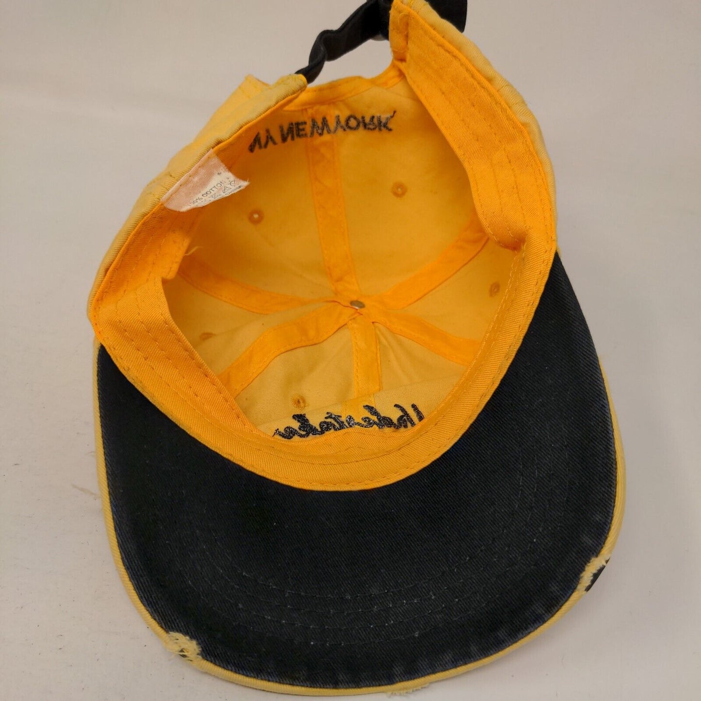 Undertake NY New York Slideback Hat Yellow One Size Embroidered Distressed