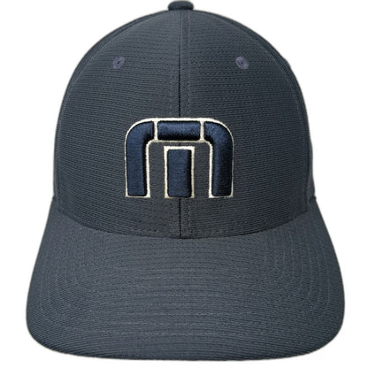 TravisMathew Baseball Cap Blue M Flexfit Embroidered Script Logo Polyester Hat