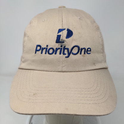 Priority One Strapback Hat Tan OSFA Embroidered Adjustable 6 Panel