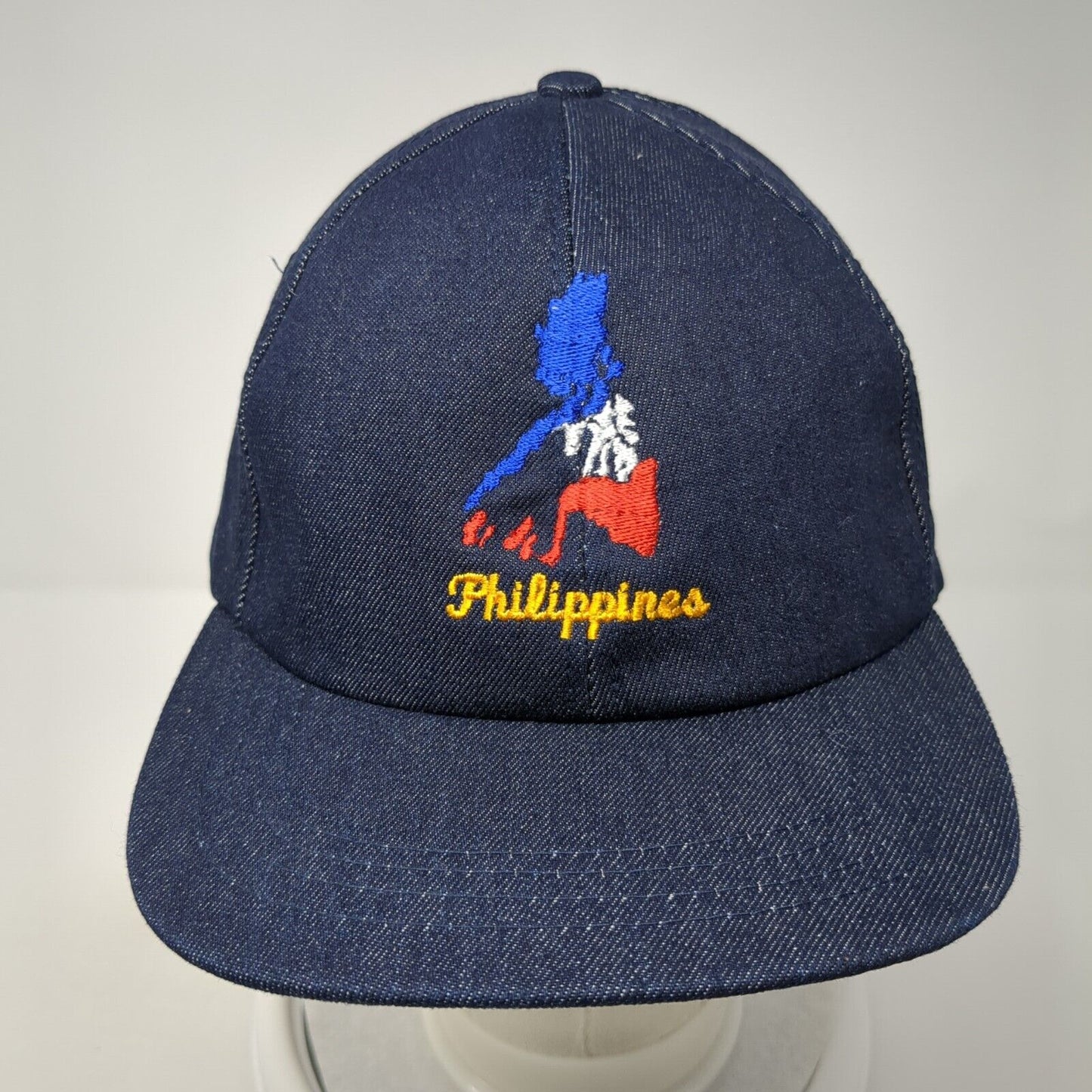 Philippines Slideback Hat Blue One Size Adjustable Embroidered Denim 6 Panel