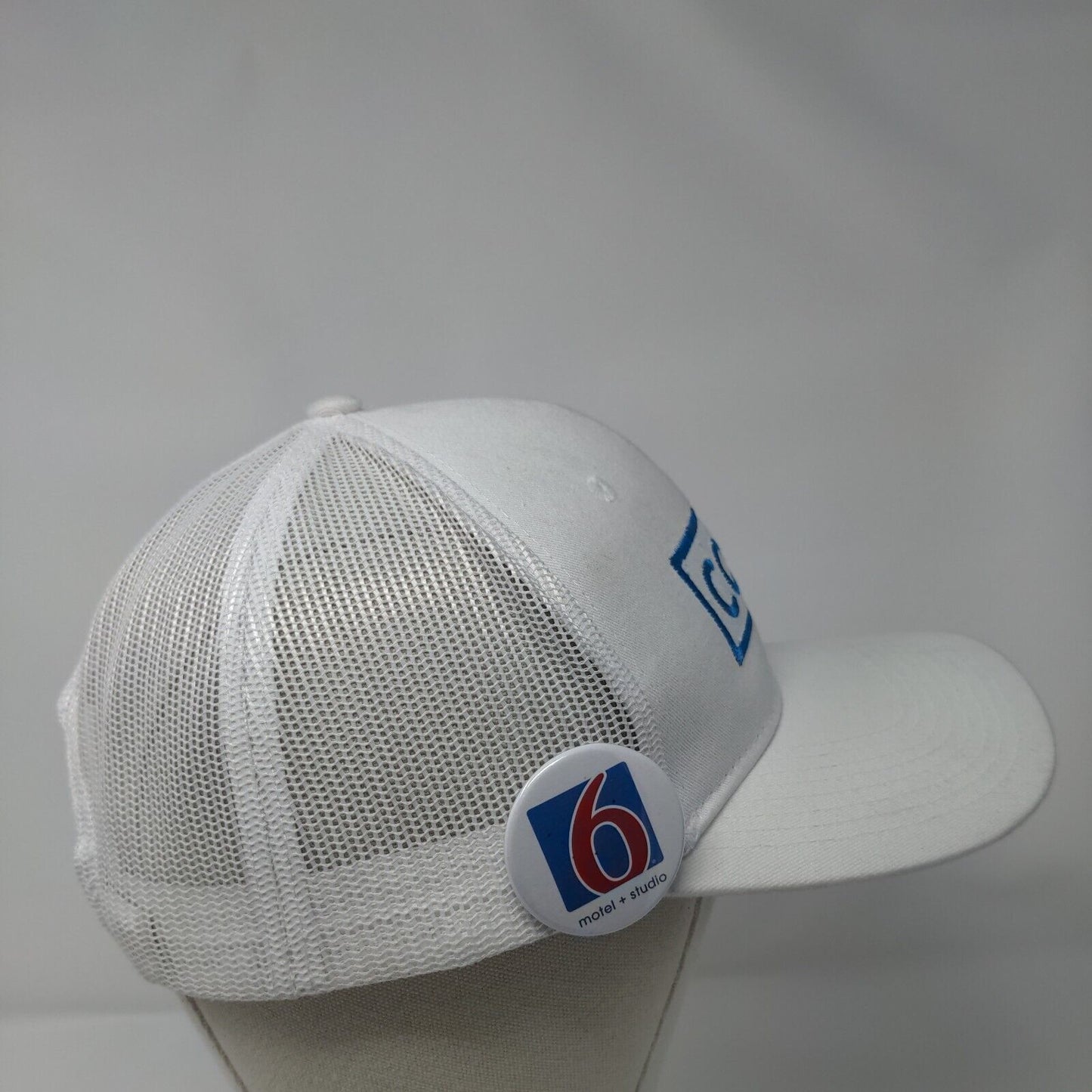 Corp+ Motel Studio 6 Snapback Trucker Hat White One Size Mesh Back
