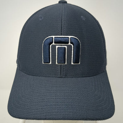TravisMathew Baseball Cap Blue XL Flexfit Mesh Textured Athletic Logo Golf Hat
