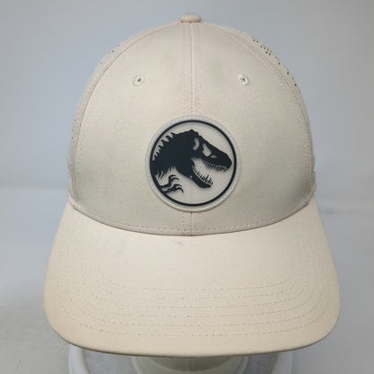 Jurassic Park T-Rex Logo Beige Snapback Hat One Size Laser Cut Performance Movie