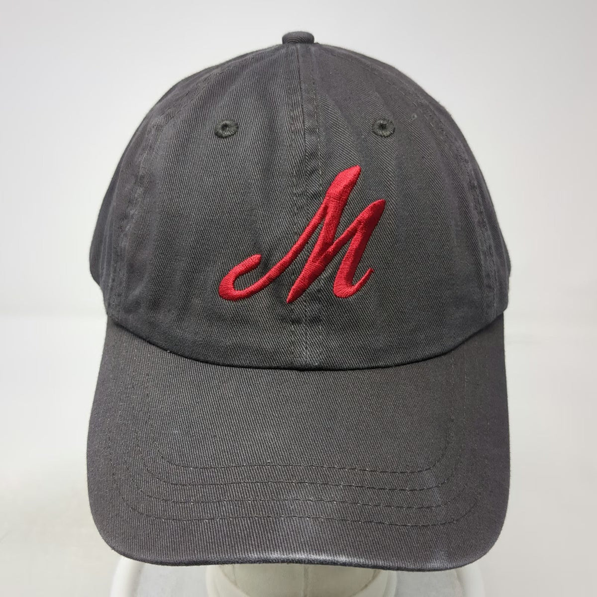 Baseball Cap Gray One Size Muhlenberg College Red Script M Slideback hat