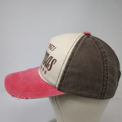 5 Panel Pink Ivory One Size Bahamas Ship Wheel Distressed Cotton Strapback Hat
