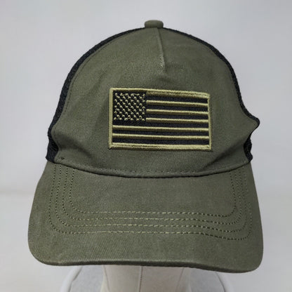 American Flag Snapback Mesh Back Trucker Hat Green One Size Colorblock