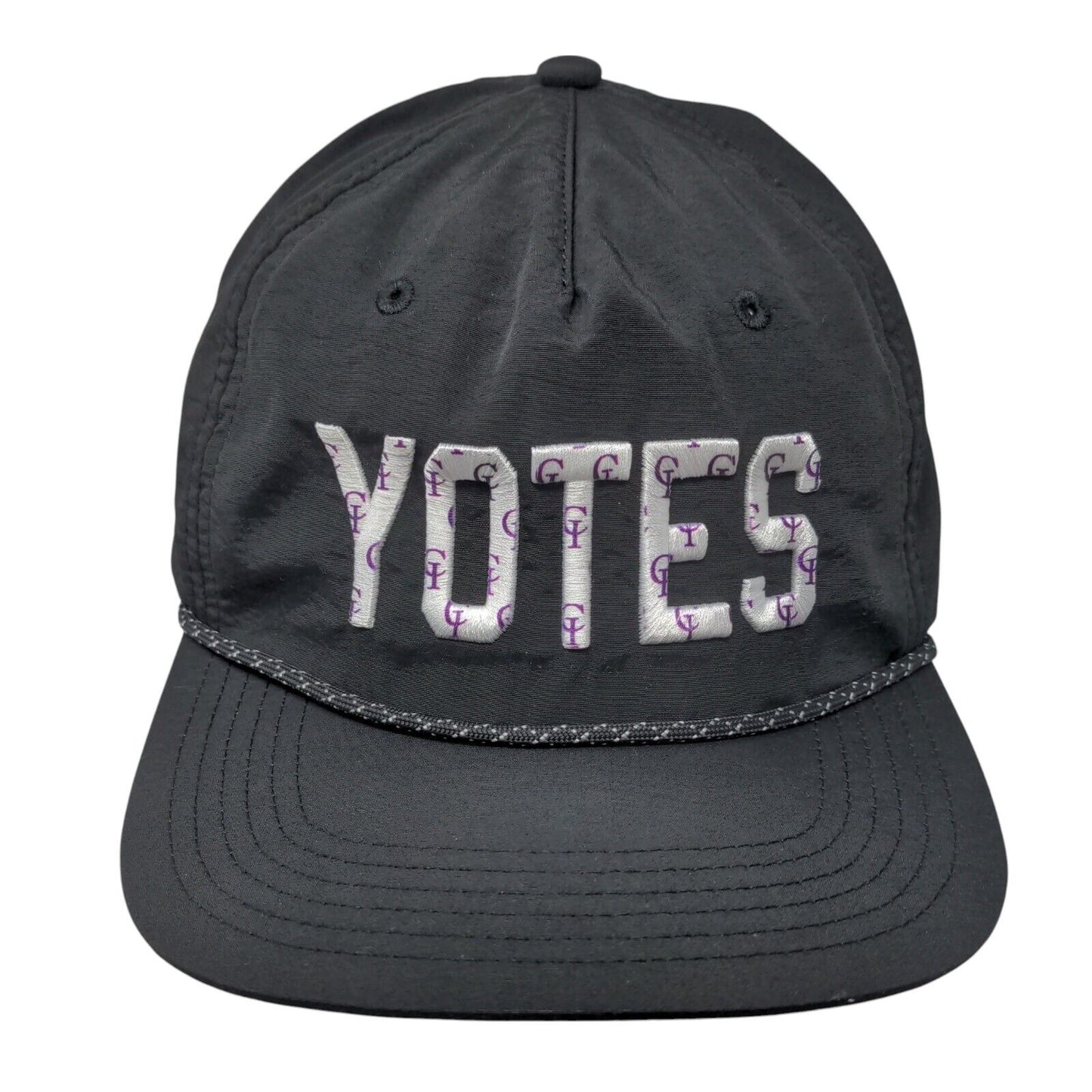 YOTES Snapback Hat Black OSFA Adjustable Embroidered 6 Panel Rope Legacy