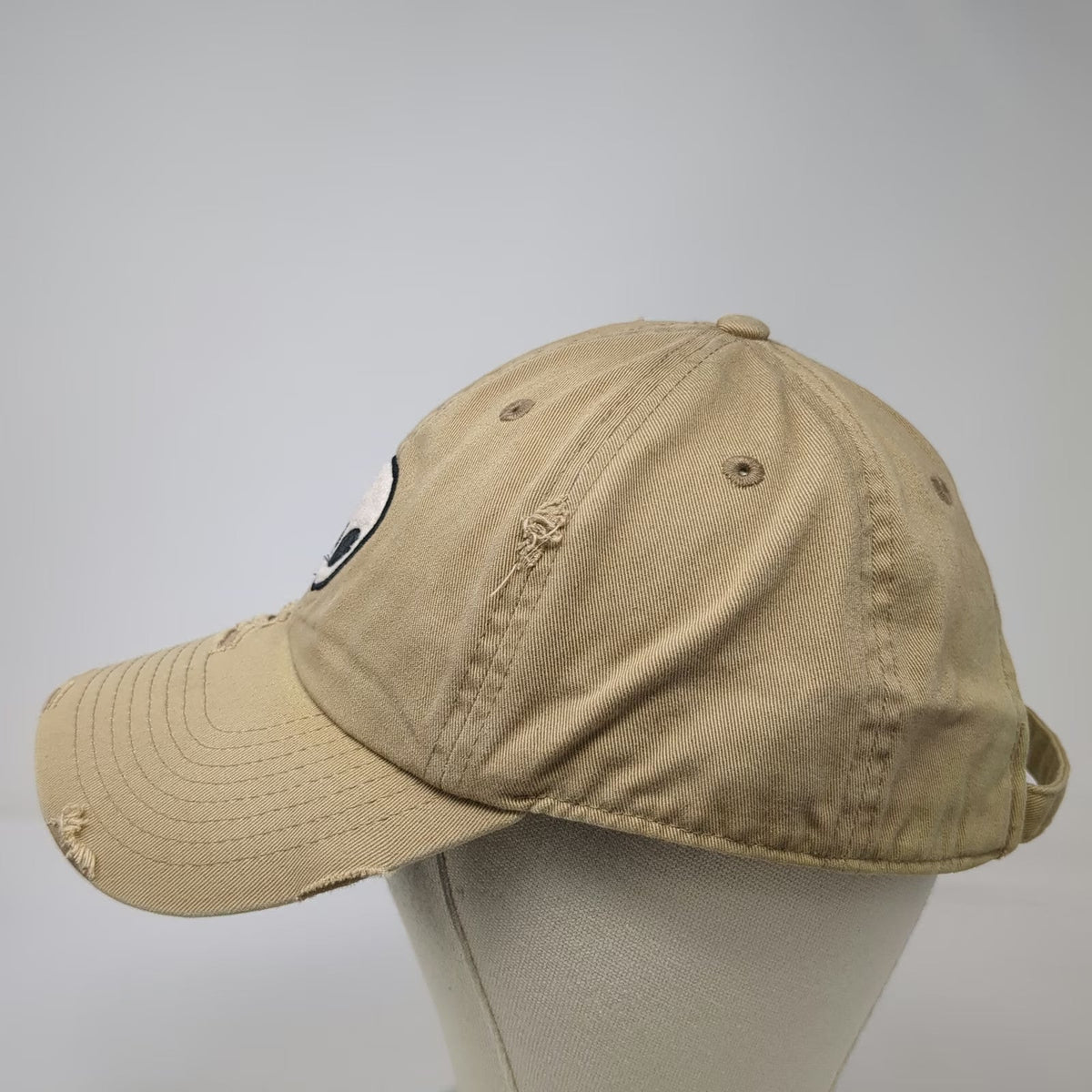 KBETHOS Baseball Cap Beige One Size Alien Patch Distressed Cotton Slideback Hat