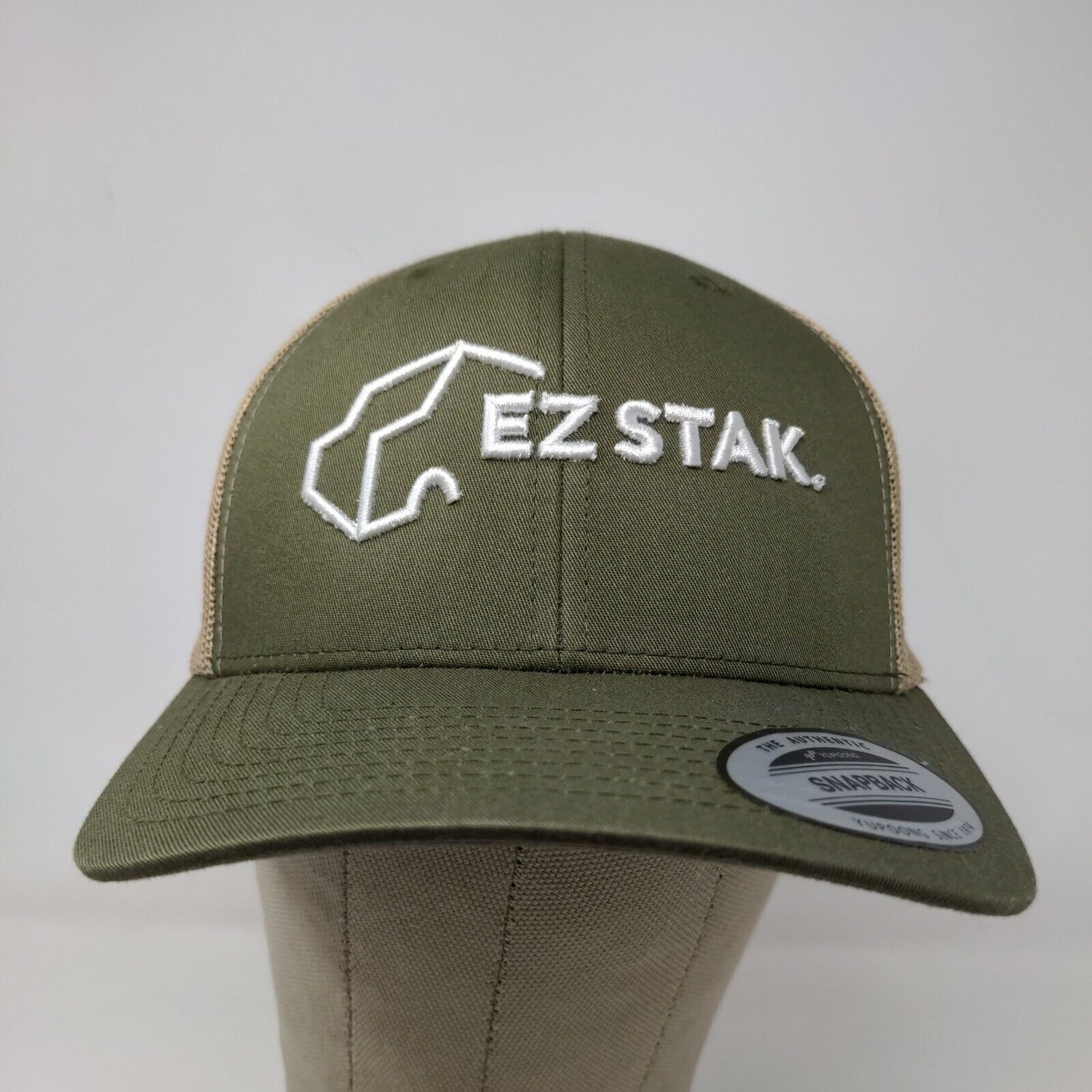 Yupoong Men's Snapback Mesh Back Hat Green Embroidered Logo EZ Stak