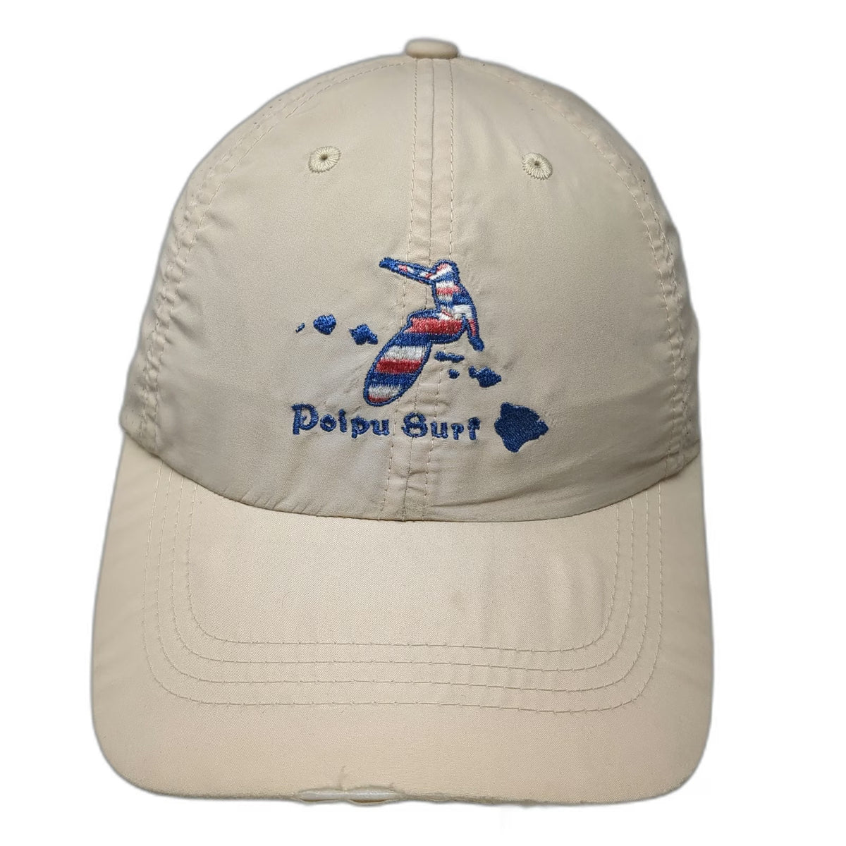 Port Authority Baseball Cap Beige One Size Poipu Surf Hawaii Mesh Breathable Hat