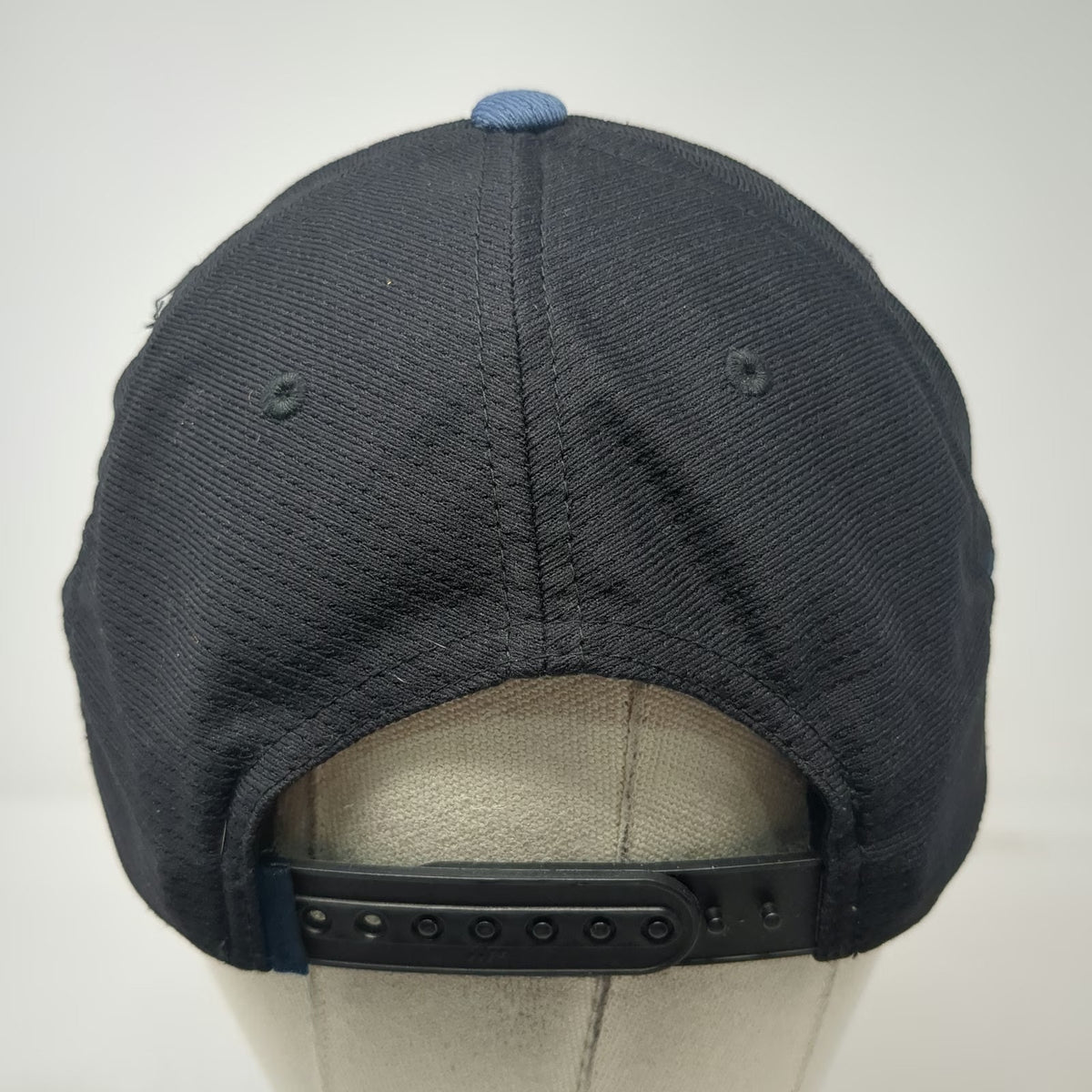TravisMathew Snapback Hat Black Blue One Size Flexfit 110 Perforated Logo Tech
