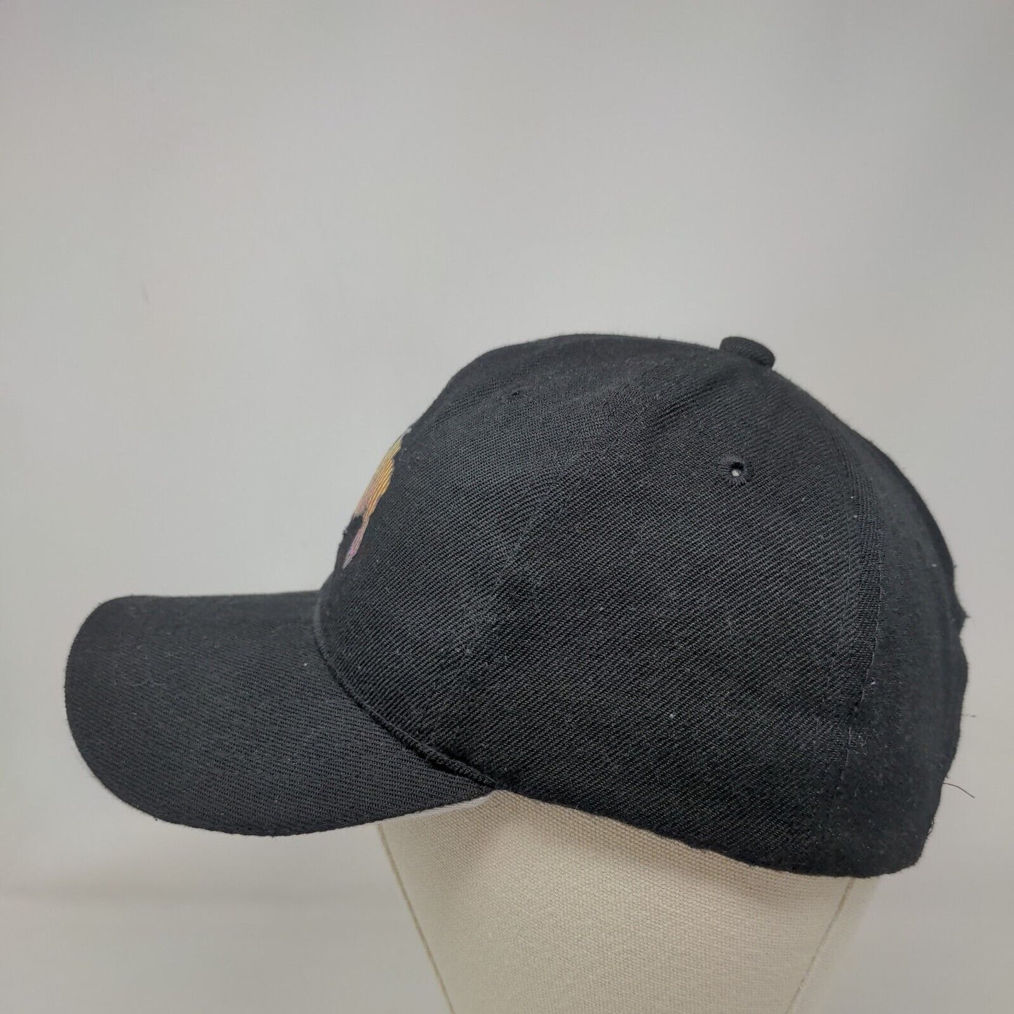 Unbranded Strapback Hat Black One Size Adjustable Vented Holes 6 Panel