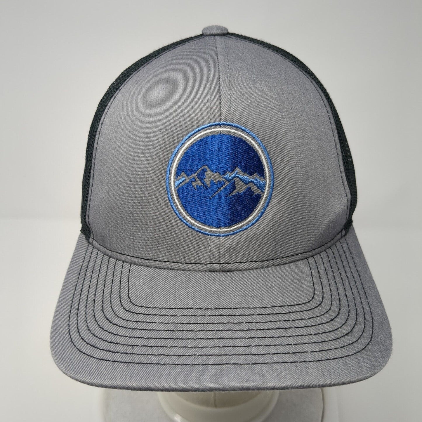 Pacific Headwear Snapback Mesh Back Trucker Hat Gray One Size Embroidered
