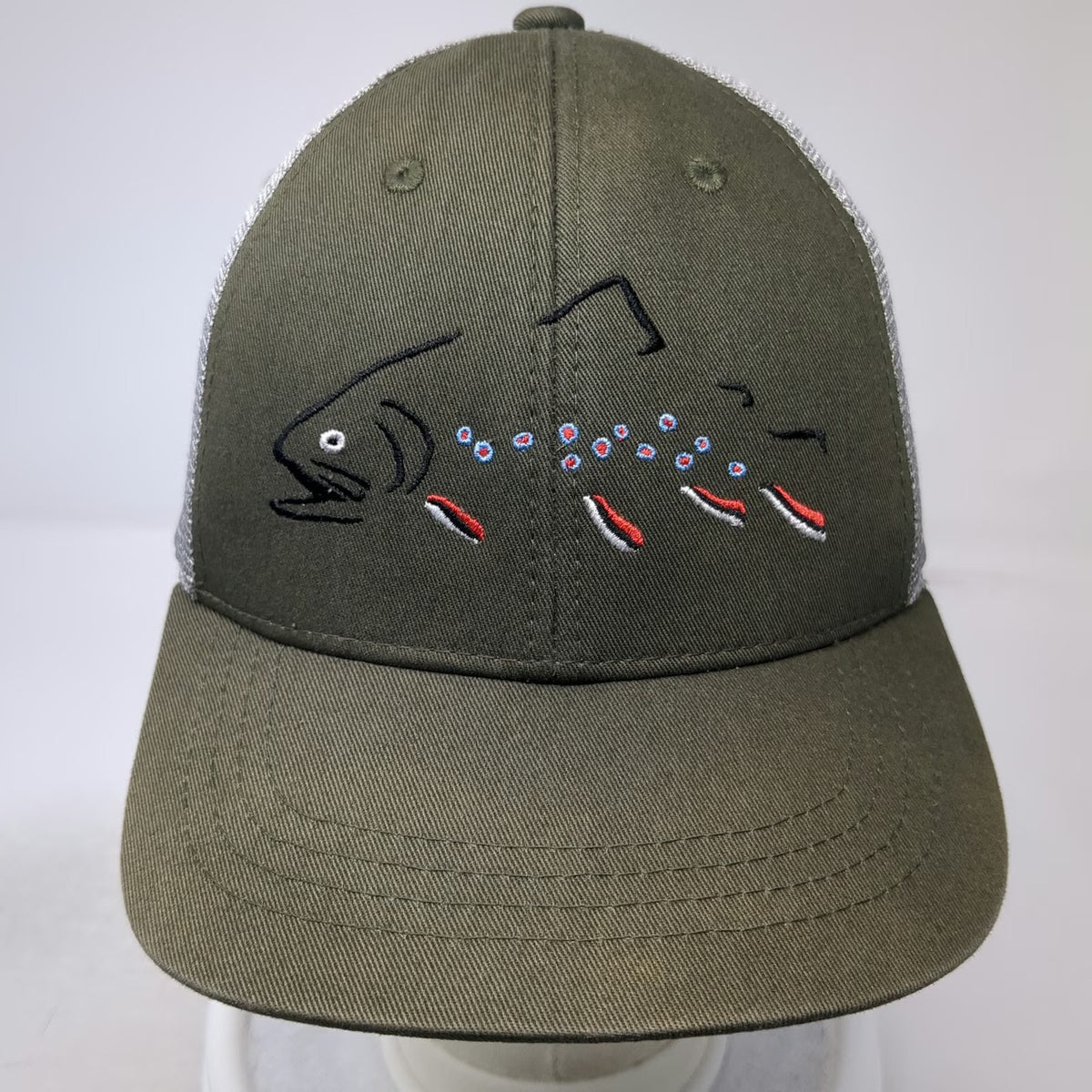 Rep Your Water Trucker Hat Green One Size Trout Fish Mesh Snapback Fishing Cap