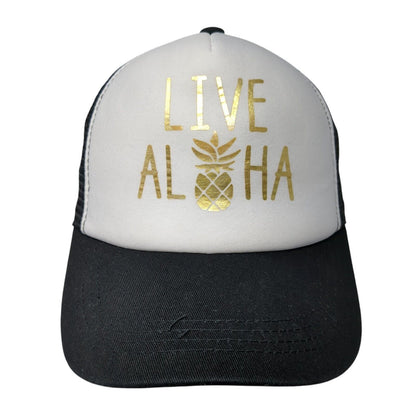 Live Aloha Snapback Mesh Back Trucker Hat Black One Size Colorblock
