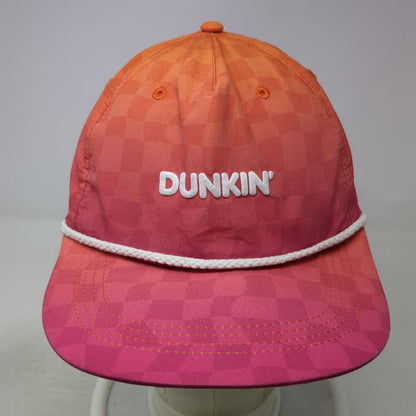 Dunkin' 5 Panel Orange Hat One Size Rope Checkered Gradient Snapback Polyester
