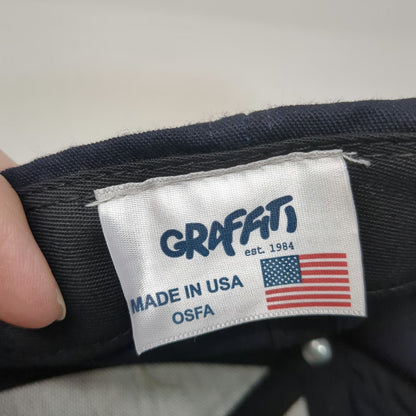 Graffiti Snapback Hat Blue One Size US Navy Embroidered Made in USA Structured