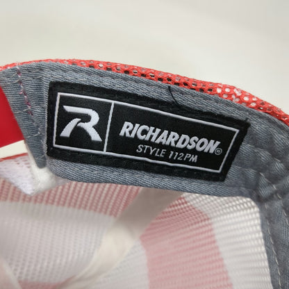 Richardson Trucker Hat Gray One Size American Flag CNR Leather Patch Snapback